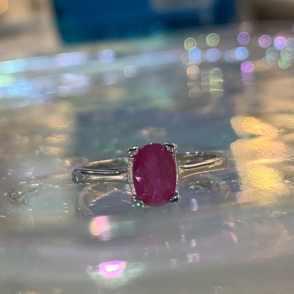 Solid Sterling Silver and Pale Ruby Minimalist Ring Size 7-Mood:Rosé Rocket Fuel - Picture 14 of 15
